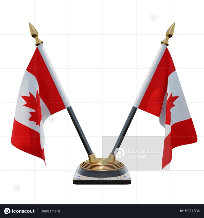 Canada Double (V) Desk Flag Stand Flag 3D Icon