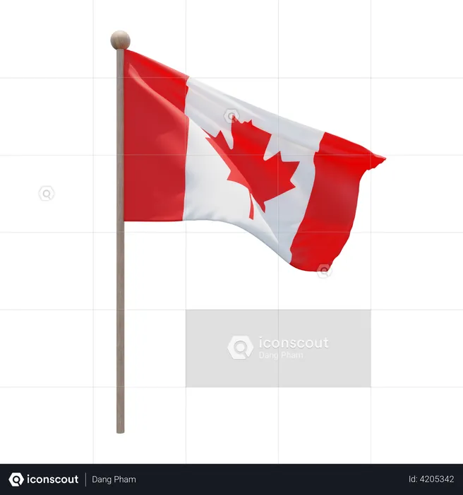 Canada Flag Pole  3D Illustration
