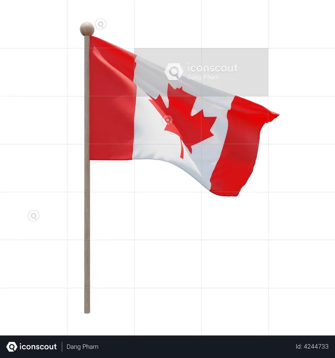 Canada Flagpole Flag 3D Illustration