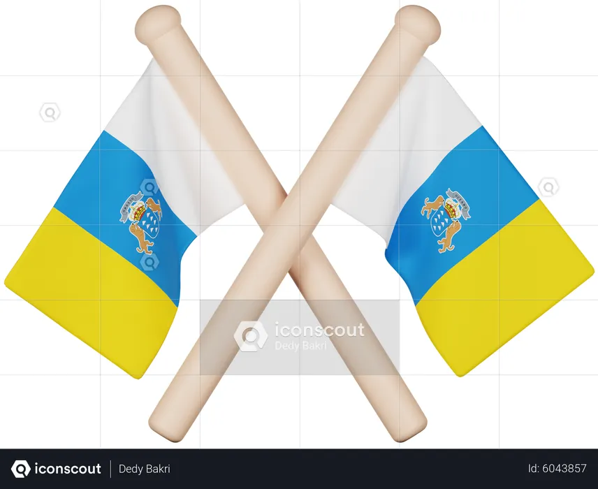 Canary Islands Flag Flag 3D Icon