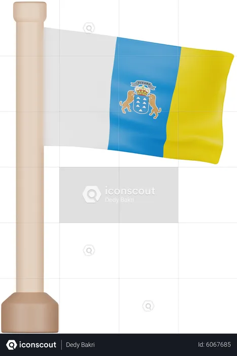 Canary Islands Flag Flag 3D Icon