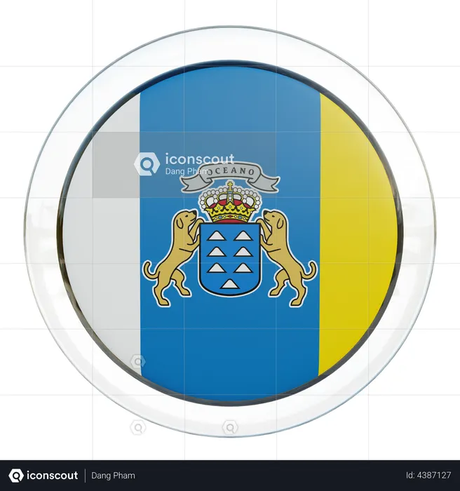 Canary Islands Flag Glass Flag 3D Flag