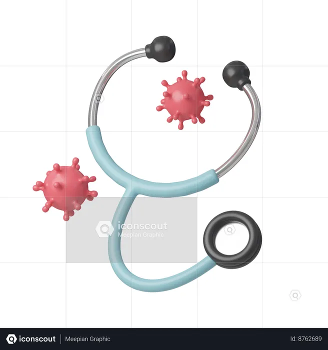 Cancer Cells And Stethoscope  3D Icon