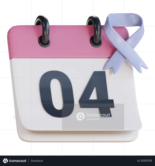 Cancer Day Calendar  3D Icon