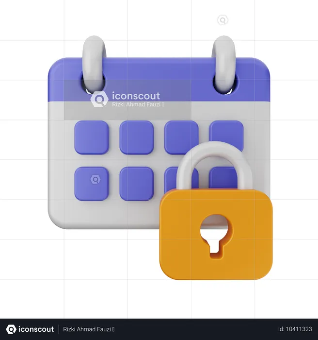 Calendario con candado  3D Icon