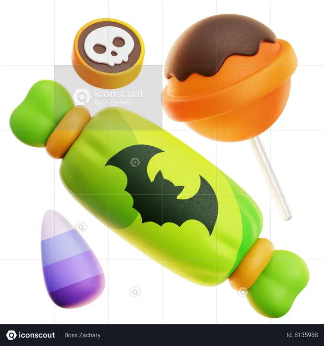Candies With Lollipop  3D Icon