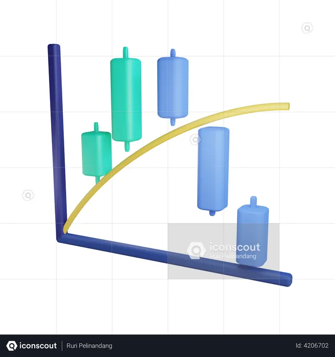Candle Chart  3D Illustration