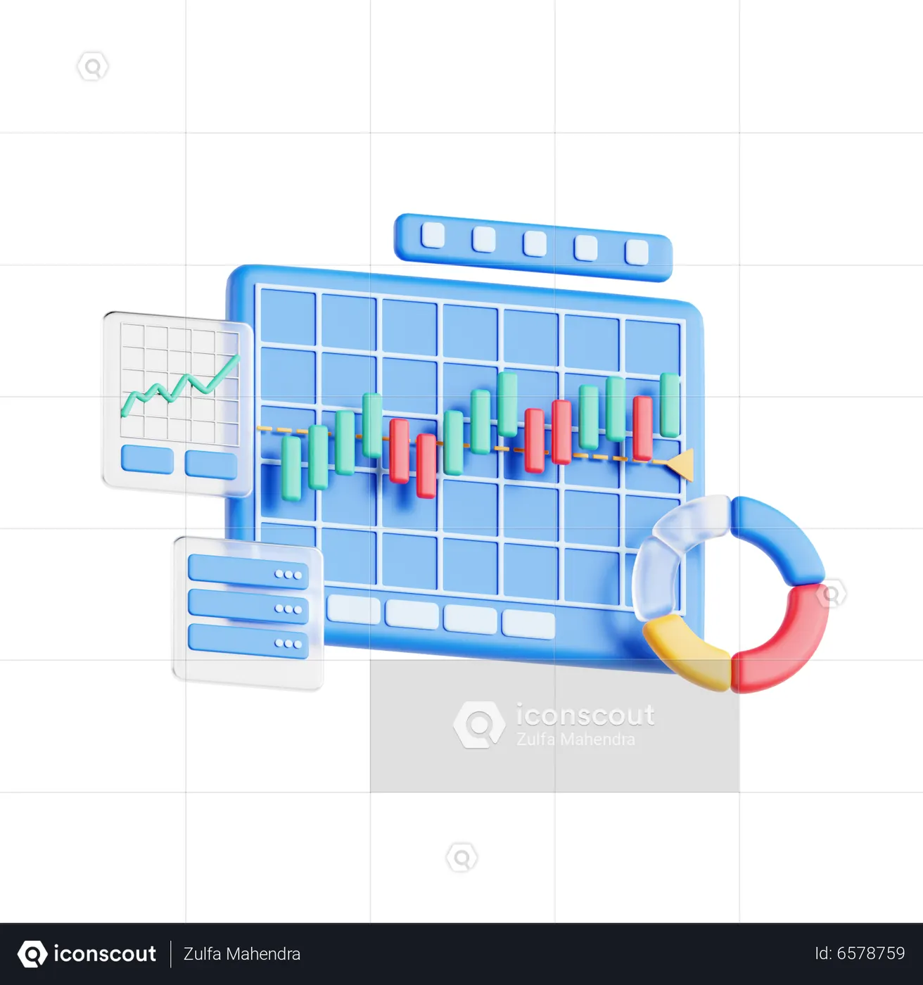 Candle Chart Analysis 3D Icon download in PNG, OBJ or Blend format