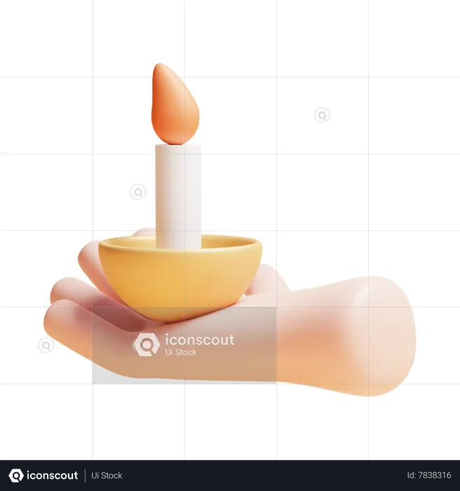 Candle In Hand  3D Icon