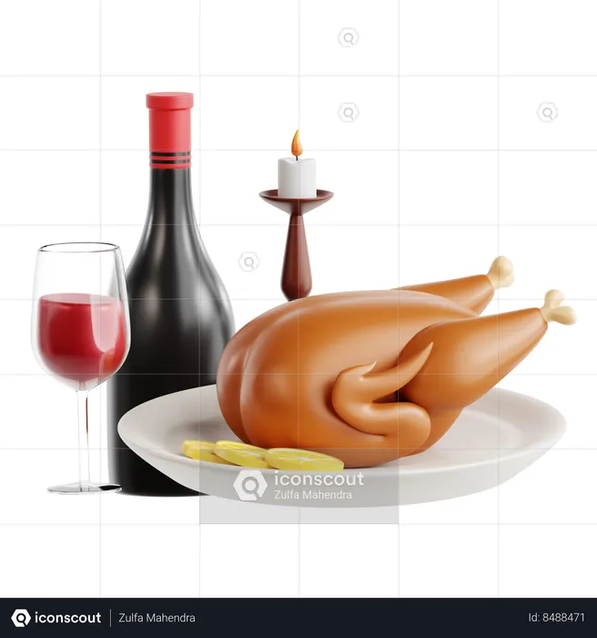 Candle Light Dinner  3D Icon