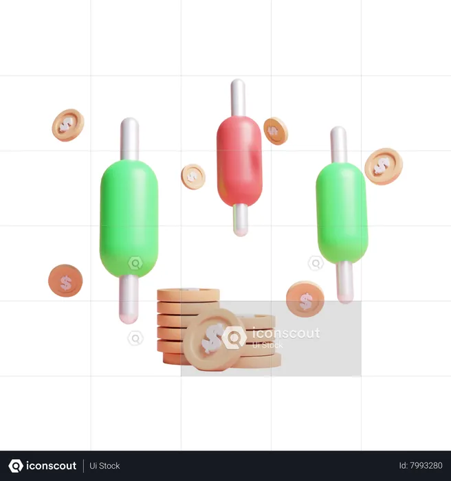 Candle Stick Chart  3D Icon