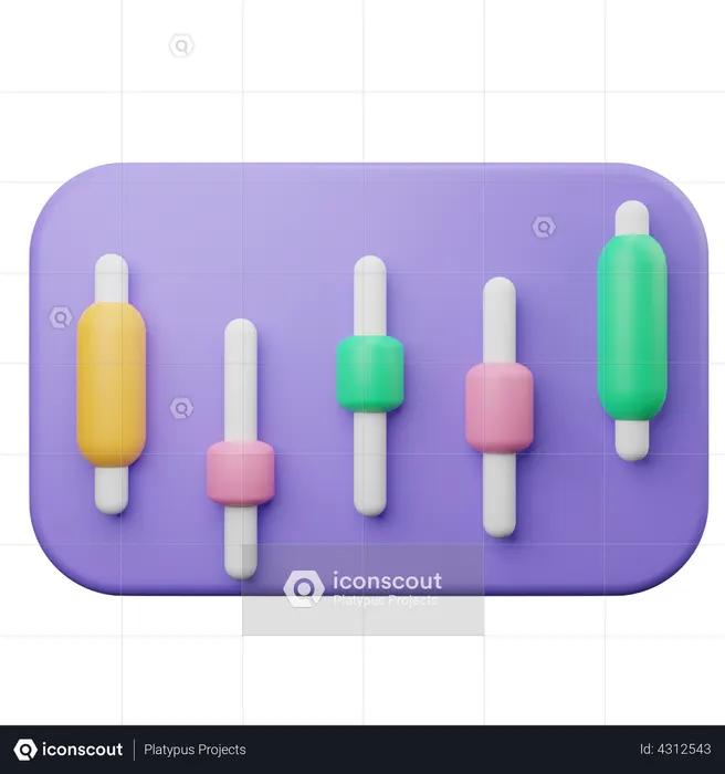 Candlestick Graph  3D Illustration