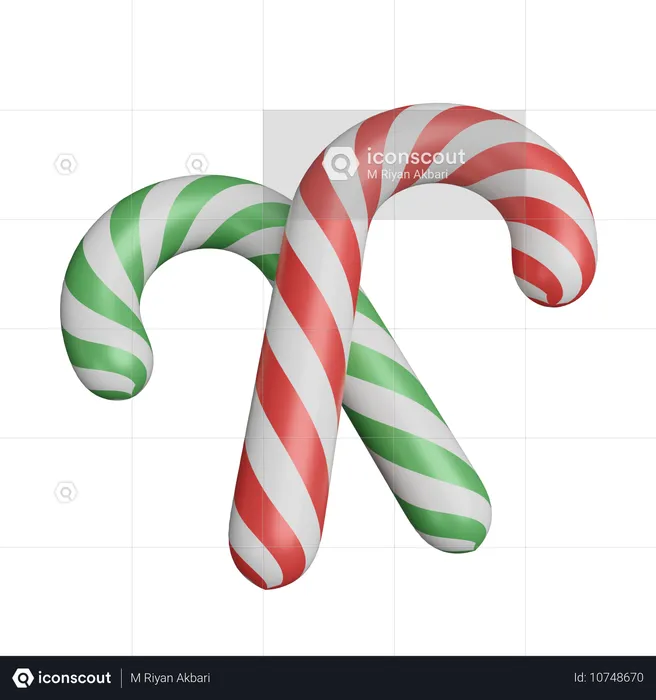 Candy Cane  3D Icon