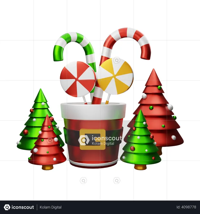 Candy Cane Cup  3D Illustration