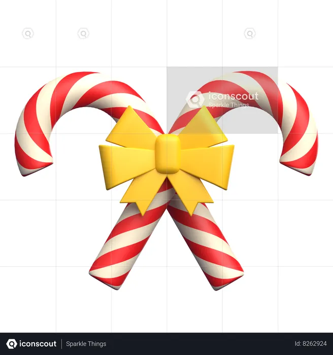 Candy Cane with Ribbon  3D Icon