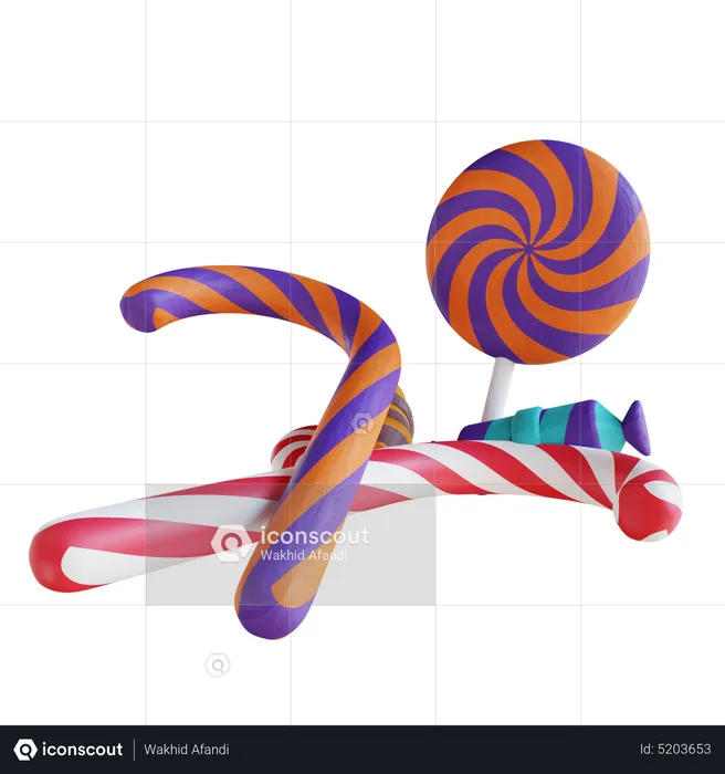 Candy Canes And Lollipops  3D Icon