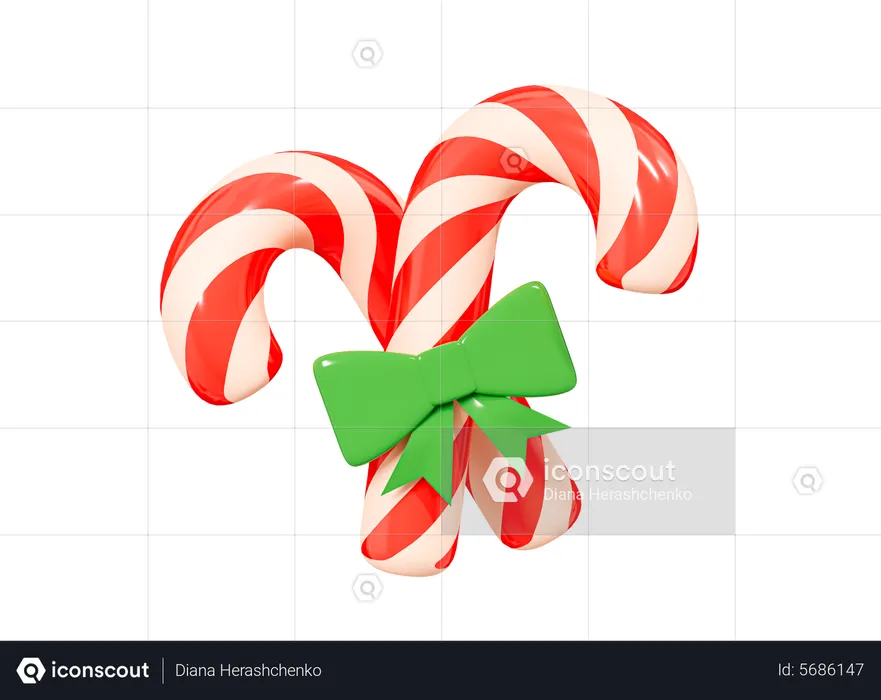 Candy Canes With Ribbon  3D Icon