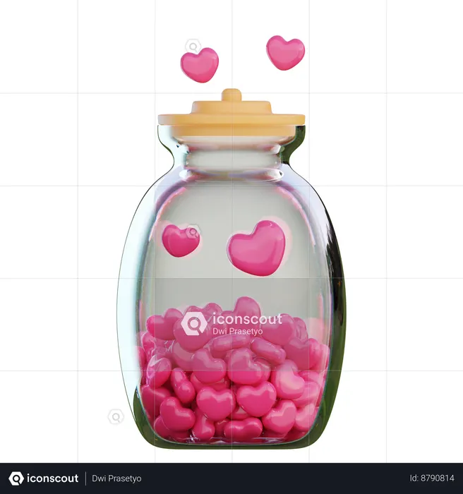 Candy Hearts In A Jar  3D Icon