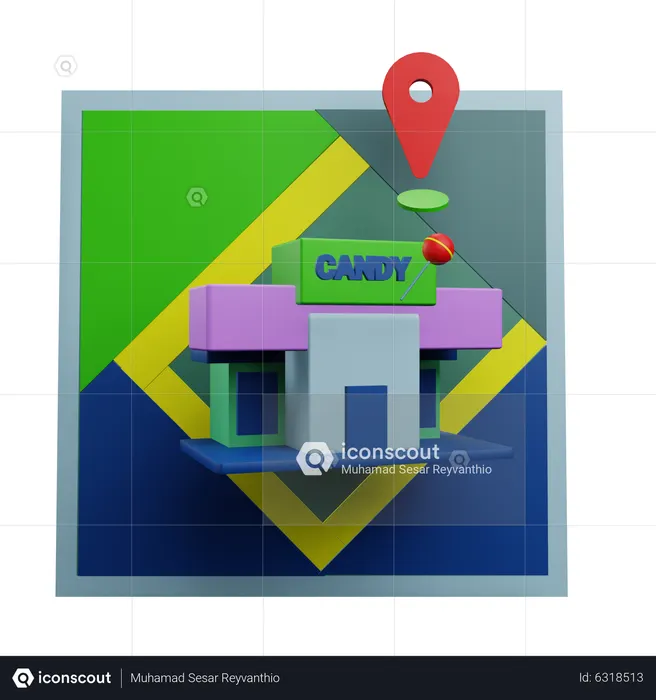 Candy Store Location  3D Icon