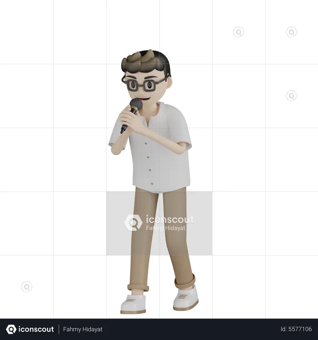 Cantante masculino cantando una canción  3D Illustration