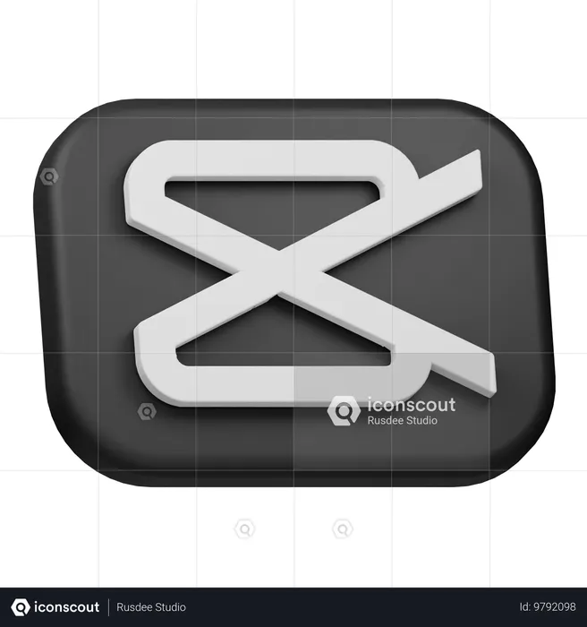 Capcut Black  3D Icon
