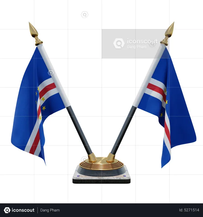 Cape Verde Double (V) Desk Flag Stand Flag 3D Icon