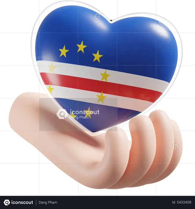 Cape Verde Flag Heart Hand Care Flag 3D Icon