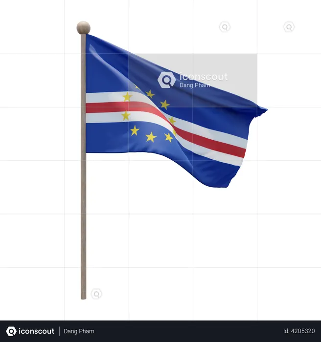 Cape Verde Flag Pole  3D Illustration
