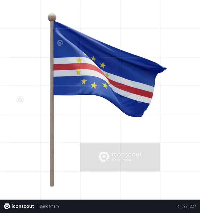 Cape Verde Flagpole Flag 3D Icon