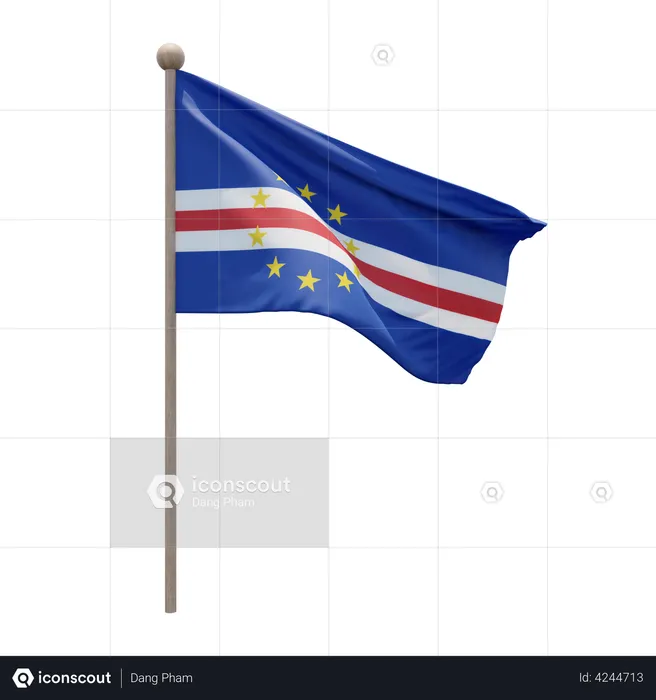 Cape Verde Flagpole Flag 3D Illustration