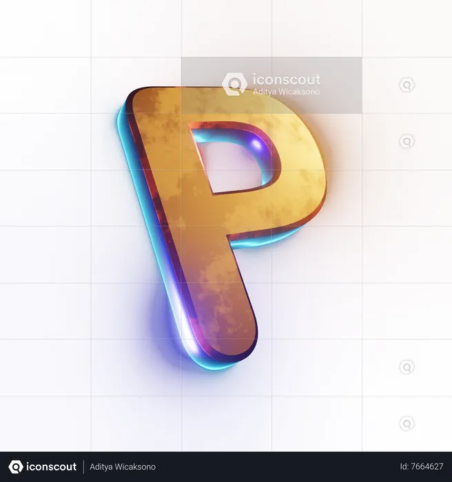 Capital 'P' letter effect text  3D Icon
