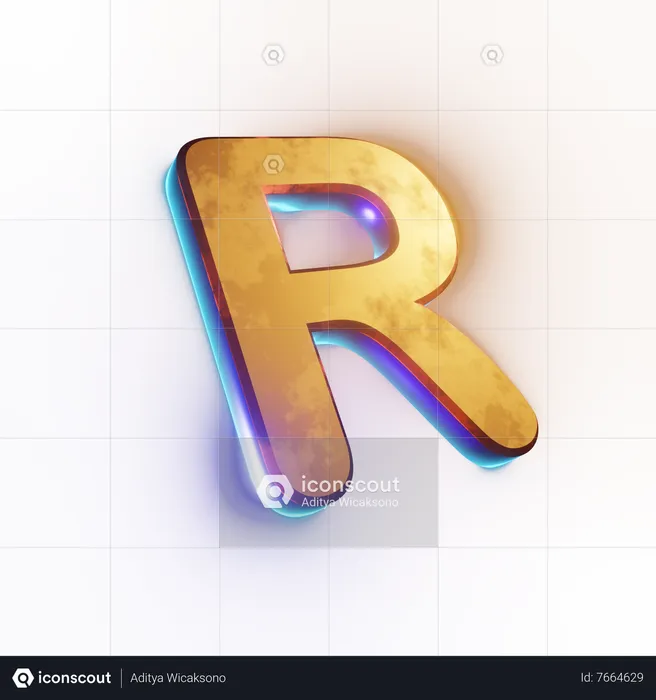 Capital 'R' letter effect text  3D Icon