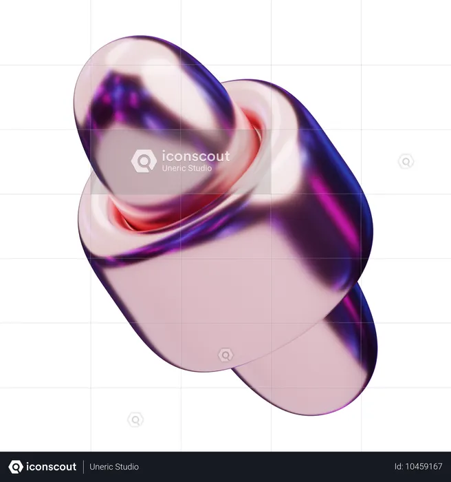 Cápsula abstracta cromática con superficie brillante.  3D Icon