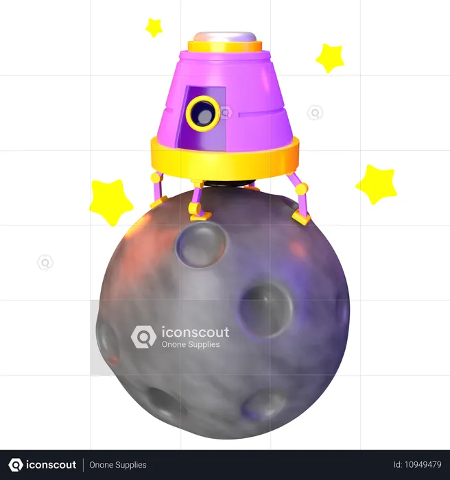 Cápsula espacial na lua  3D Icon