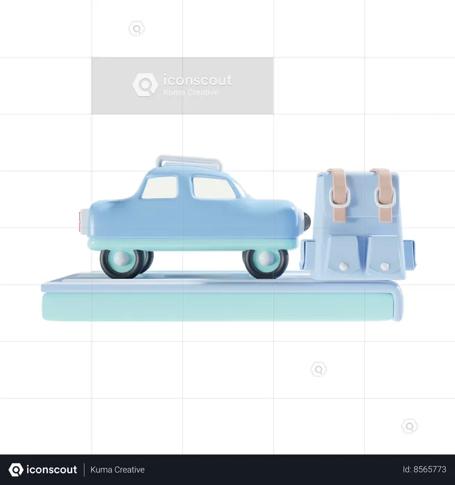 Car And Backpack  3D Icon