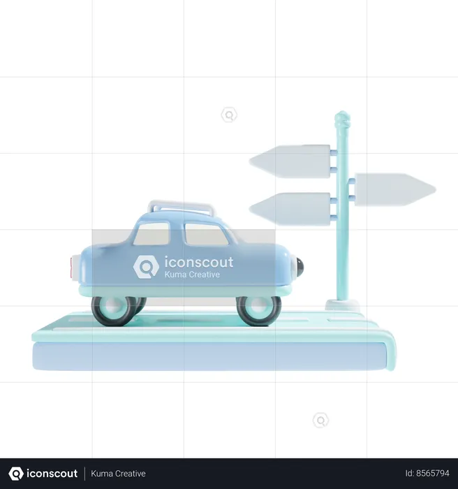 Car And Directions  3D Icon