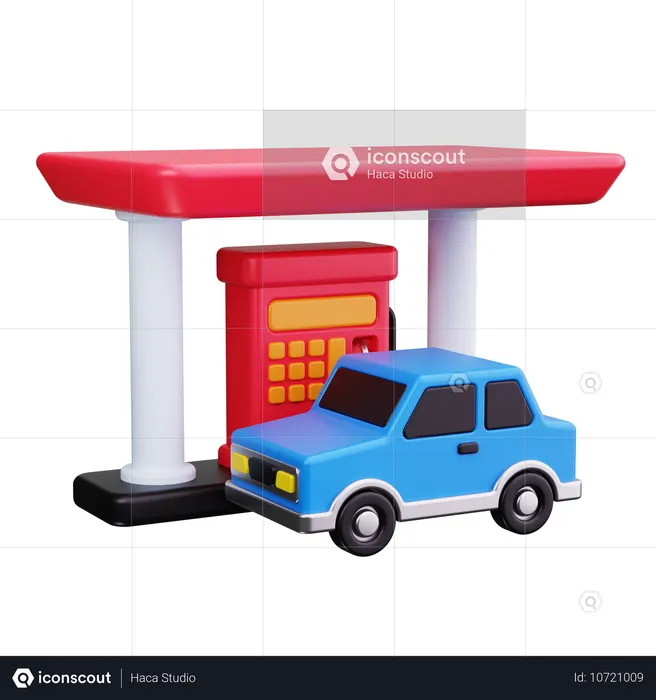 Car Gas Station  3D Icon