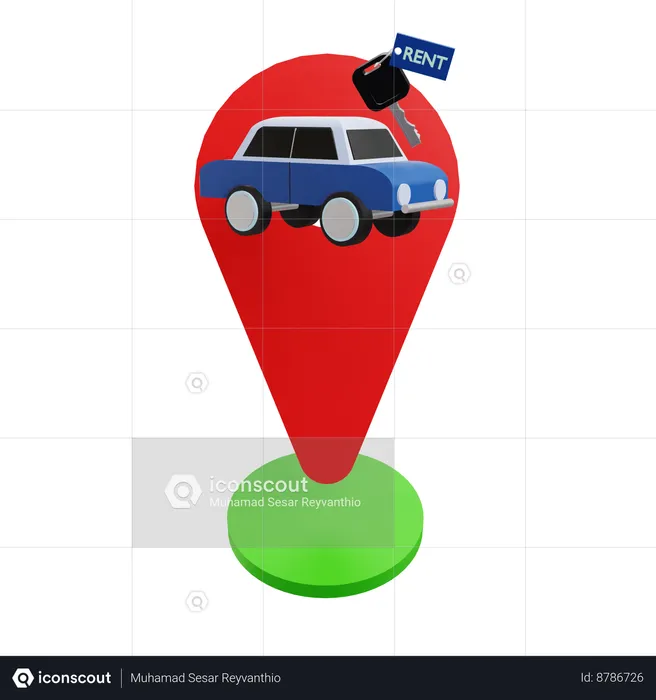 Car Rent Location  3D Icon