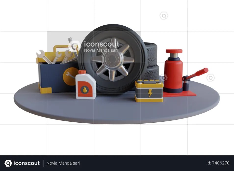 Car tire service tools  3D Illustration