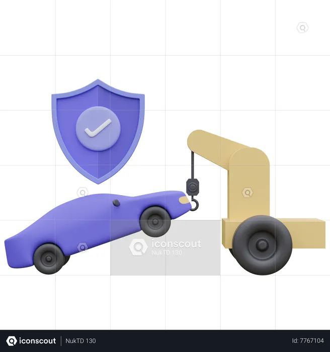 Car towing insurance  3D Icon