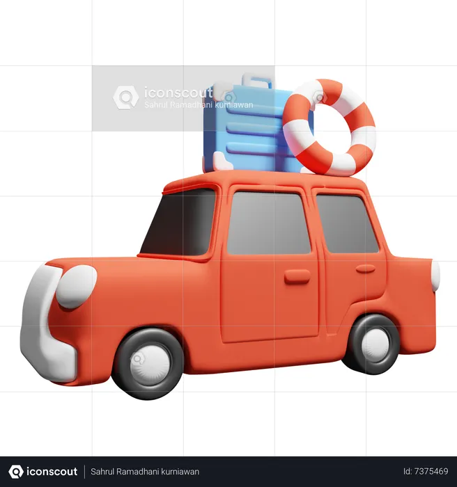 Car With Suitcase  3D Icon