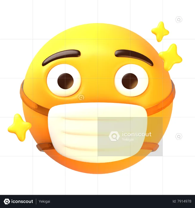 Cara con mascarilla médica Emoji 3D Icon