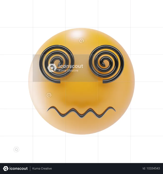 Cara con ojos espirales Emoji 3D Icon