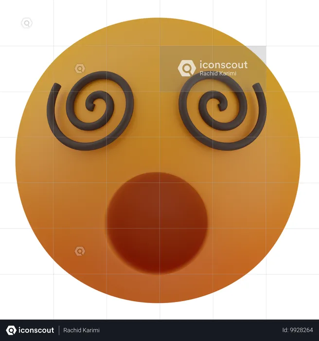 Cara con ojos espirales Emoji 3D Icon