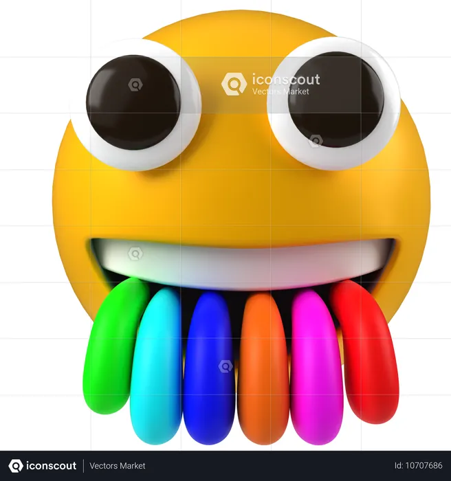 Cara de arcoiris  3D Icon