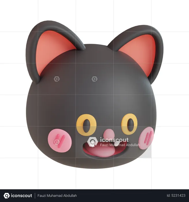 Cara de gato negro  3D Icon