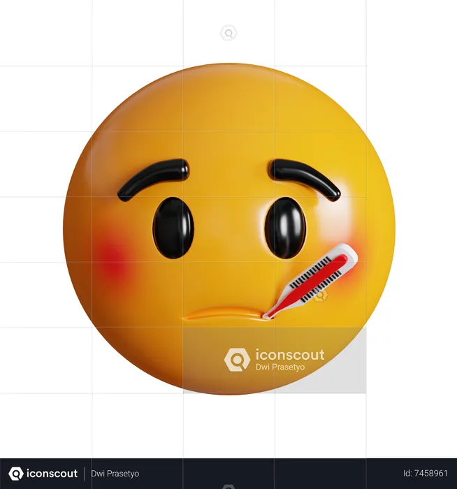 Não me sinto bem cara Emoji 3D Icon