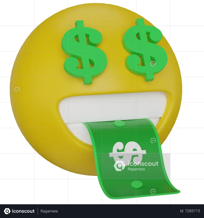 Cara emoji de dólar  3D Icon