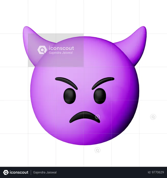 Emoji de cara enojada con cuernos Emoji 3D Icon