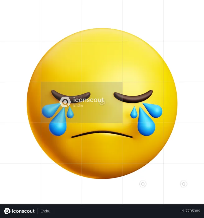 Cara llorando con los ojos cerrados y lágrimas Emoji 3D Icon